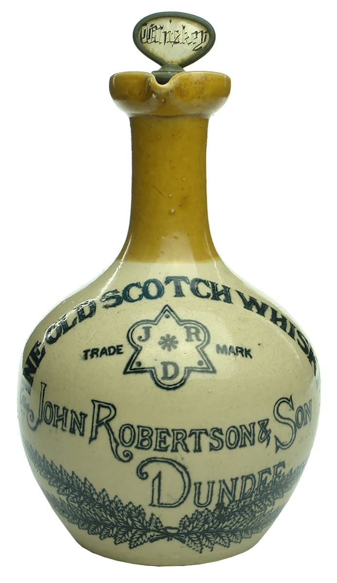 John Robertson Dundee Antique Stoneware Whisky Jug