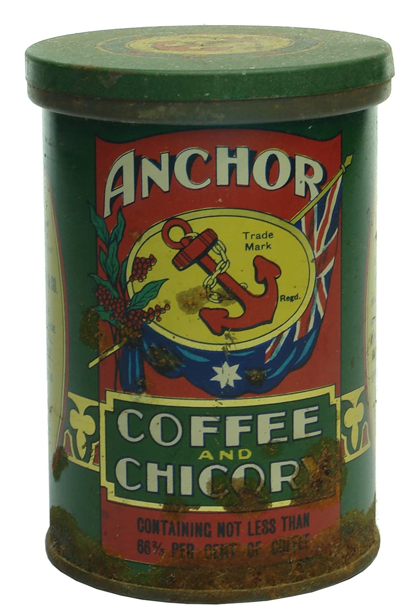 Anchor Coffee Chicory Wood Antique Tin
