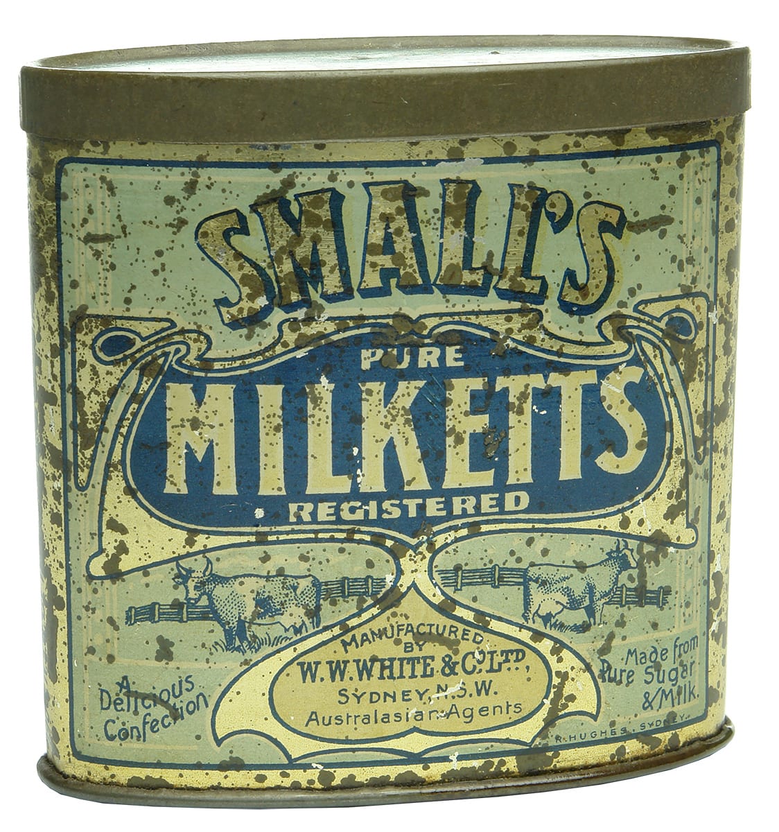 Small's Milketts White Sydney Antique Tin
