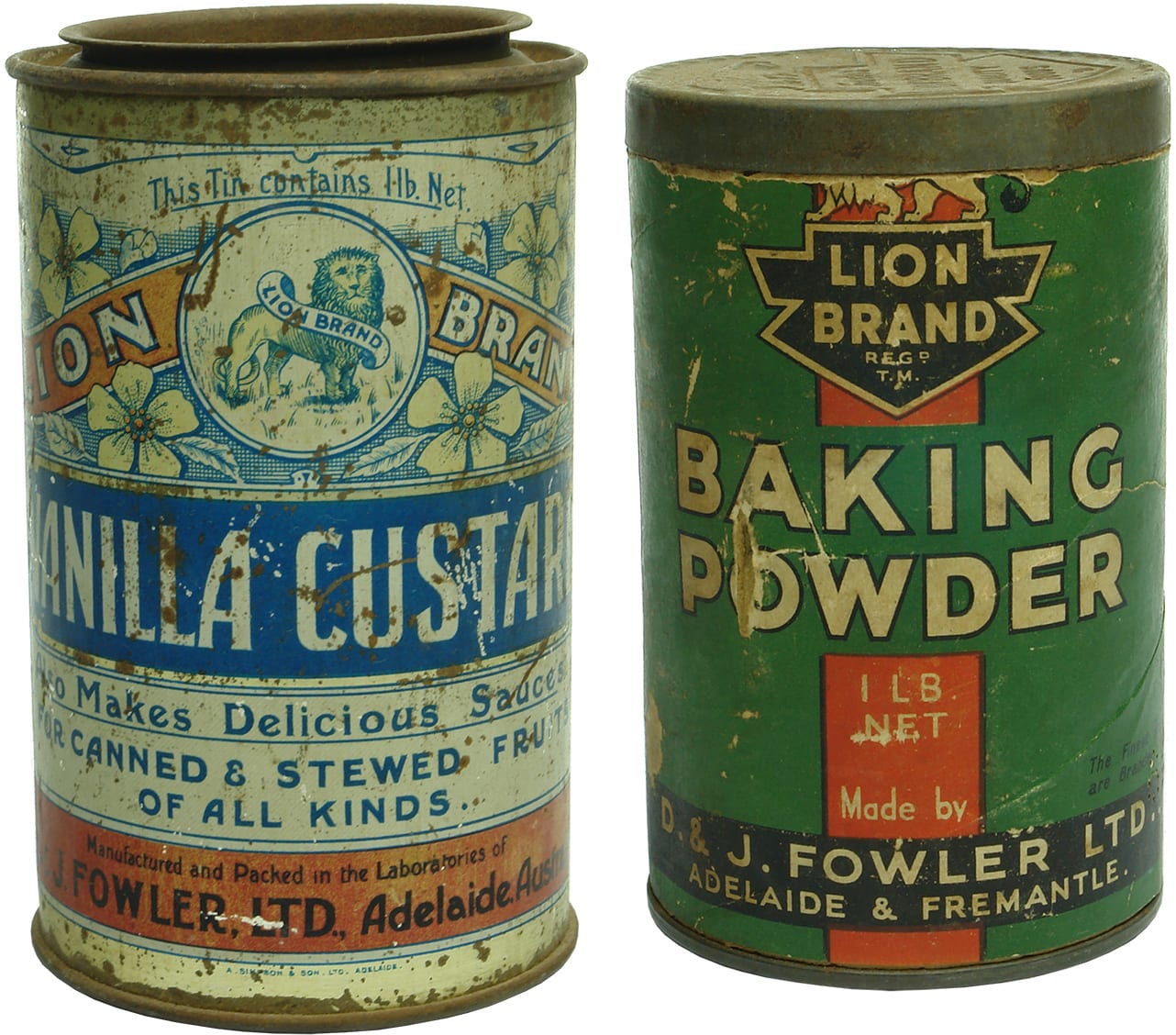 Antique Lion Fowler Tins