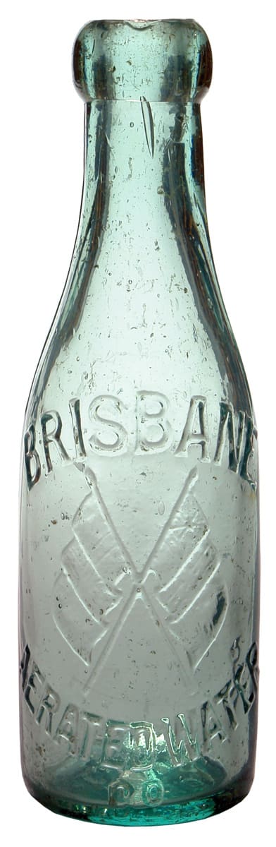 Brisbane Aerated Water Crossed Flags Soda Bottle