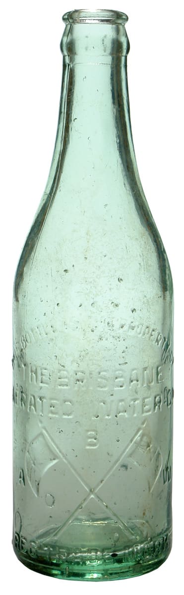 Brisbane Aerated Water Flags Crown Seal Bottle