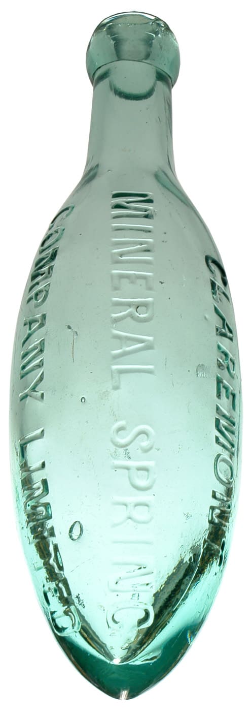 Claremont Mineral Spring Company Torpedo Bottle