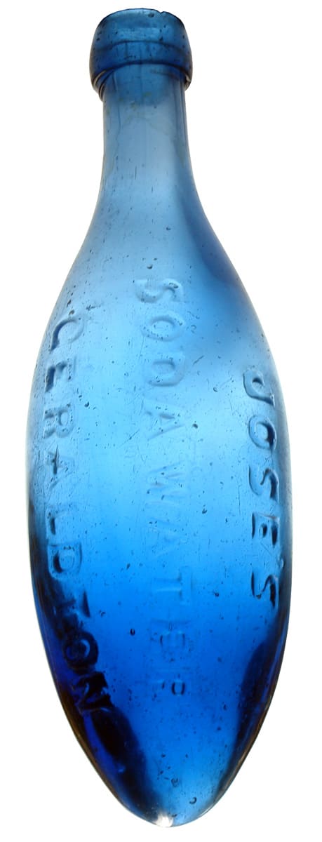 Jose's Soda Water Geraldton Blue Torpedo Bottle