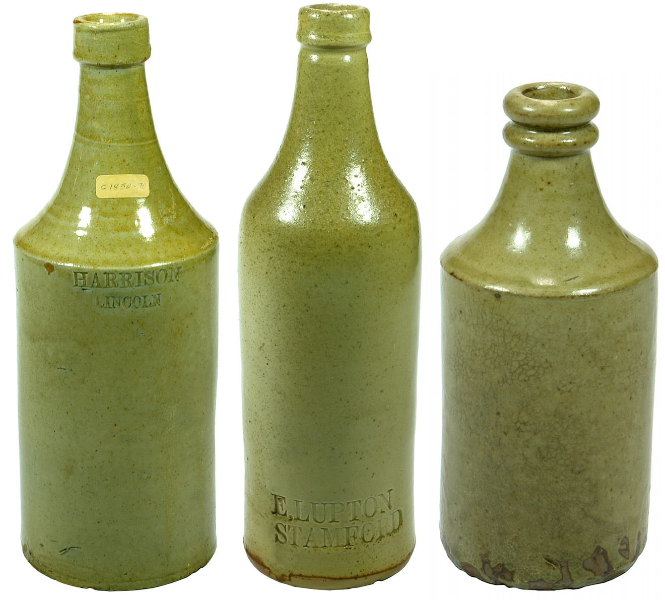 Harrison Lupton Lincoln Stamford Impressed Stout Bottles