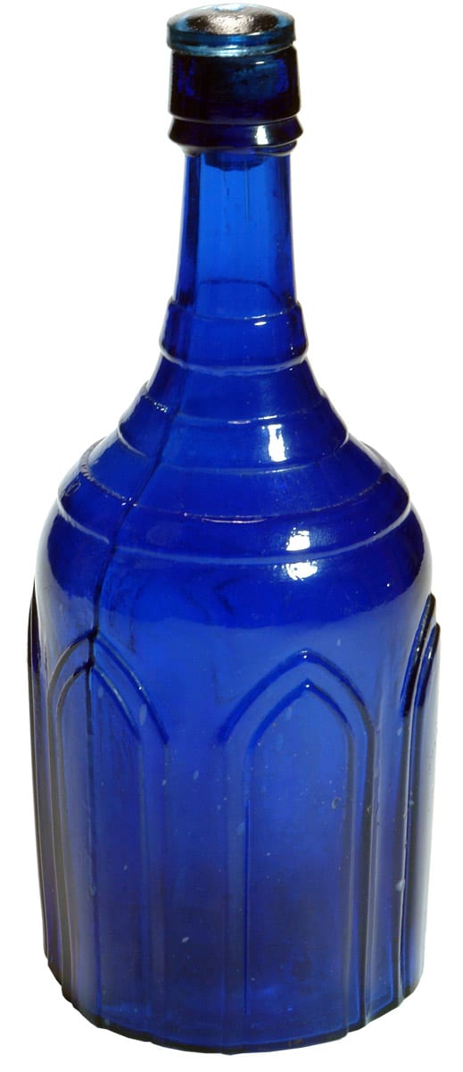Gothic Arch Cobalt Blue Vinegar Bottle