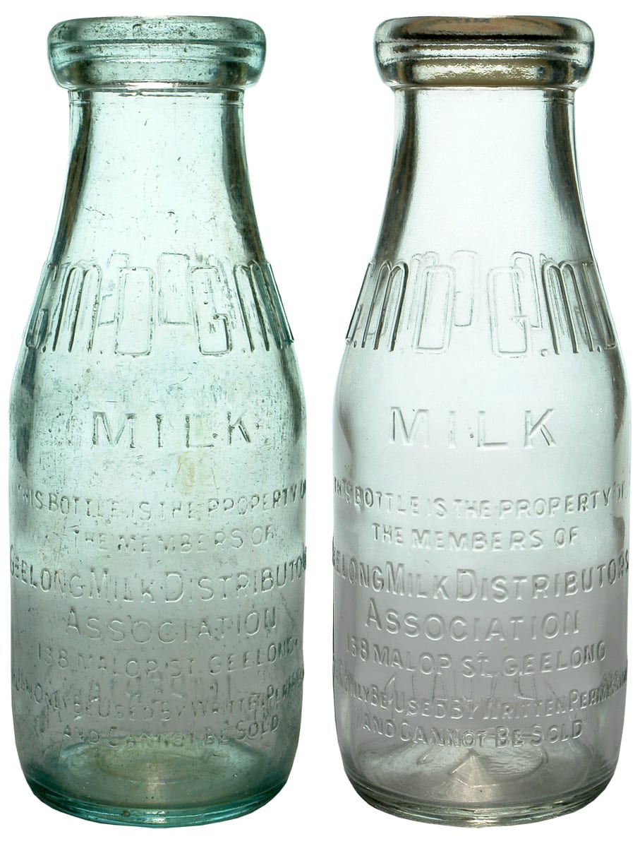 Geelong Milk Distributors Association Vintage Bottles