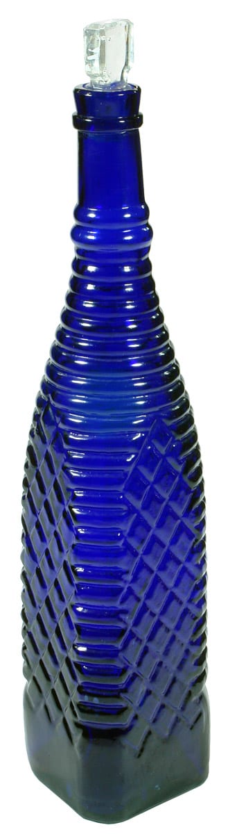 Cobalt Blue Grimbles Vinegar Lattice Design Bottle
