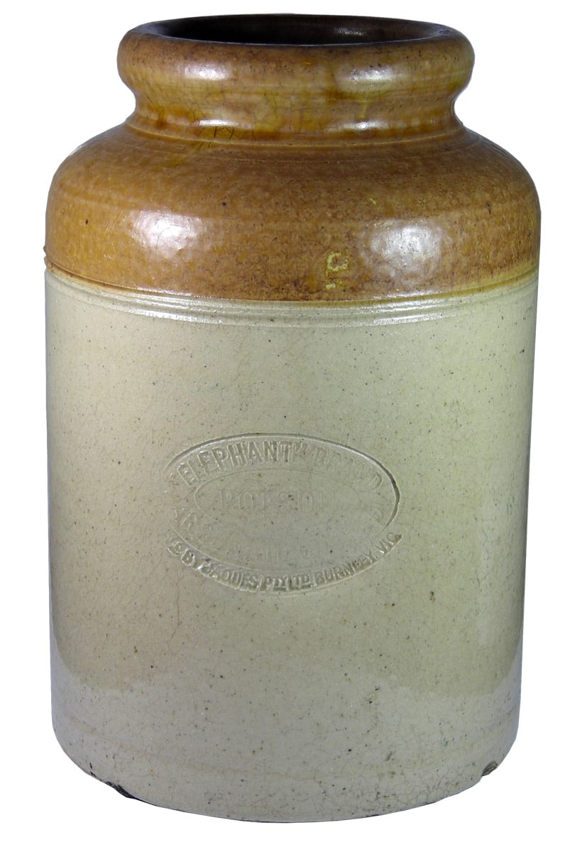 Elephant Brand Jaques Burnley Victoria Stoneware Jar