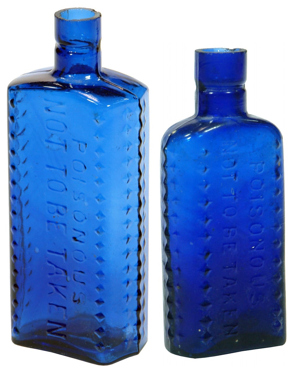 Not To Be Taken Registered Blue Poison Bottles