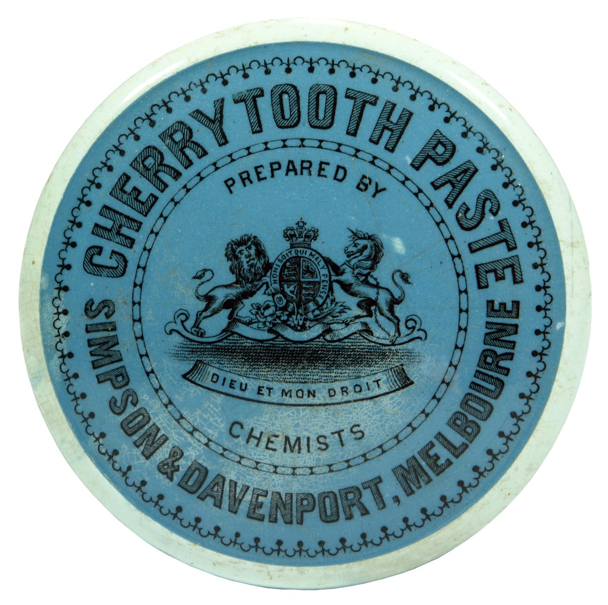 Simpson Davenport Cherry Tooth Paste Blue Potlid