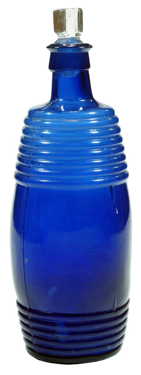 Cobalt Blue Barrel Glass Bitters Bottle