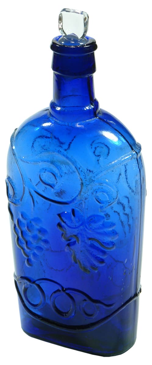 Grape design Cobalt Blue Bottle Flask