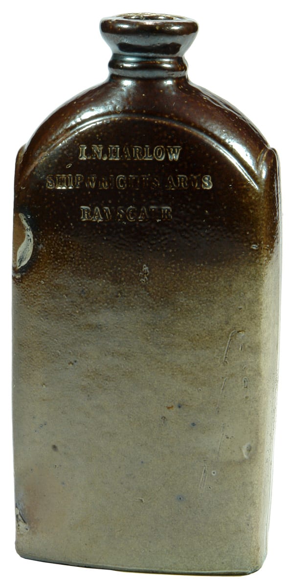 Harlow Shipwrights Arms Ramsgate Stoneware Flask