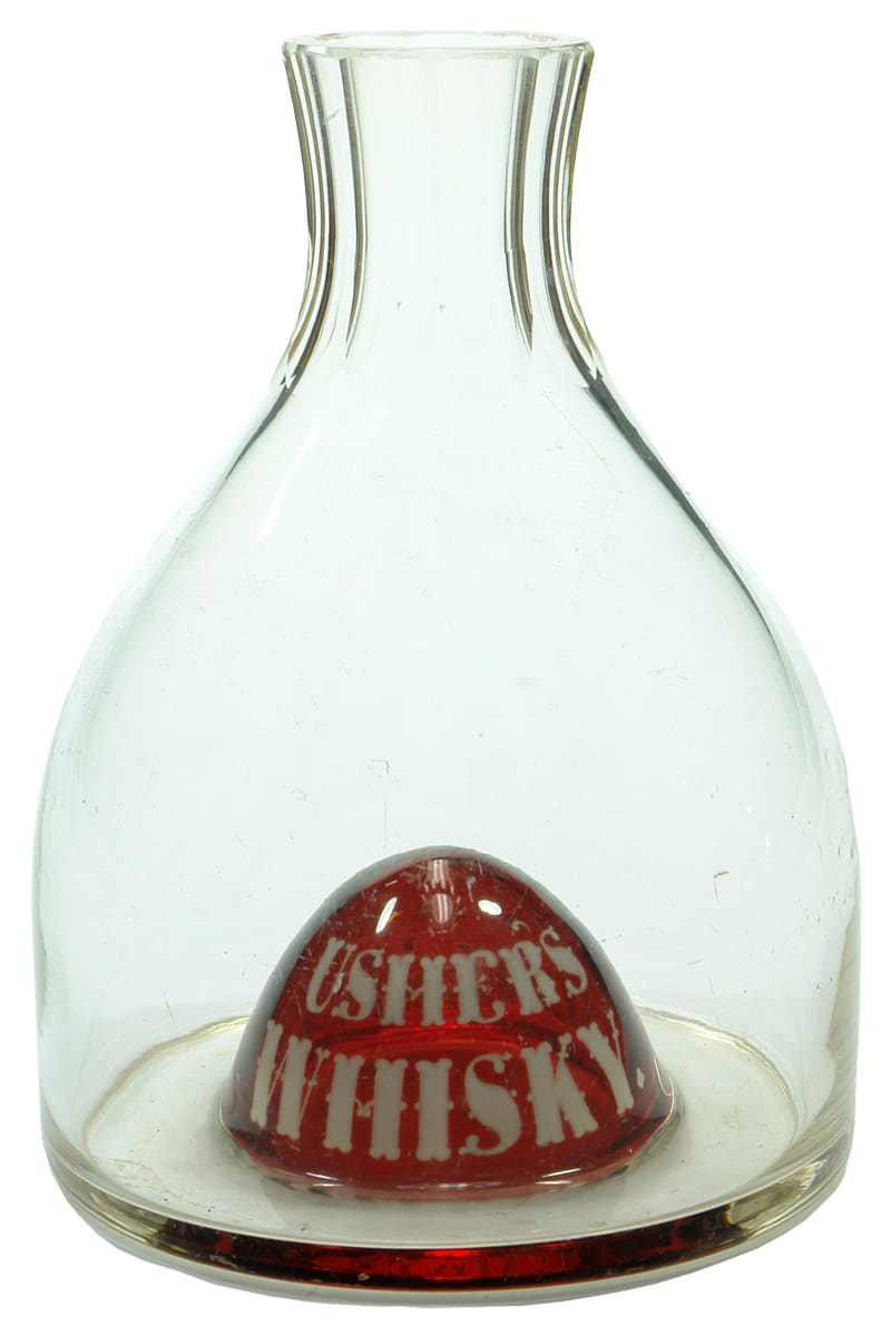 Usher's Whisky Red Flashed Glass Decanter