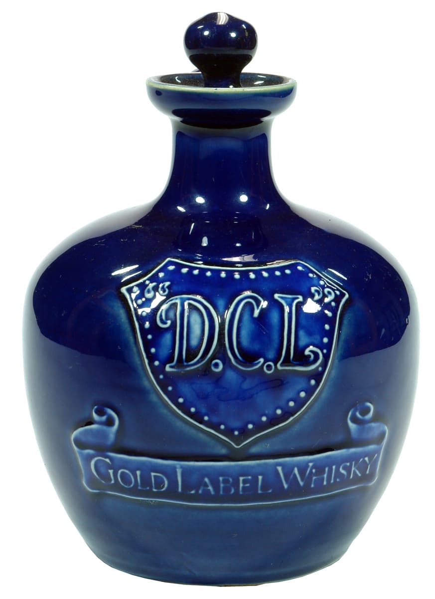 DCL Gold Label Whisky Stoneware Blue Jug