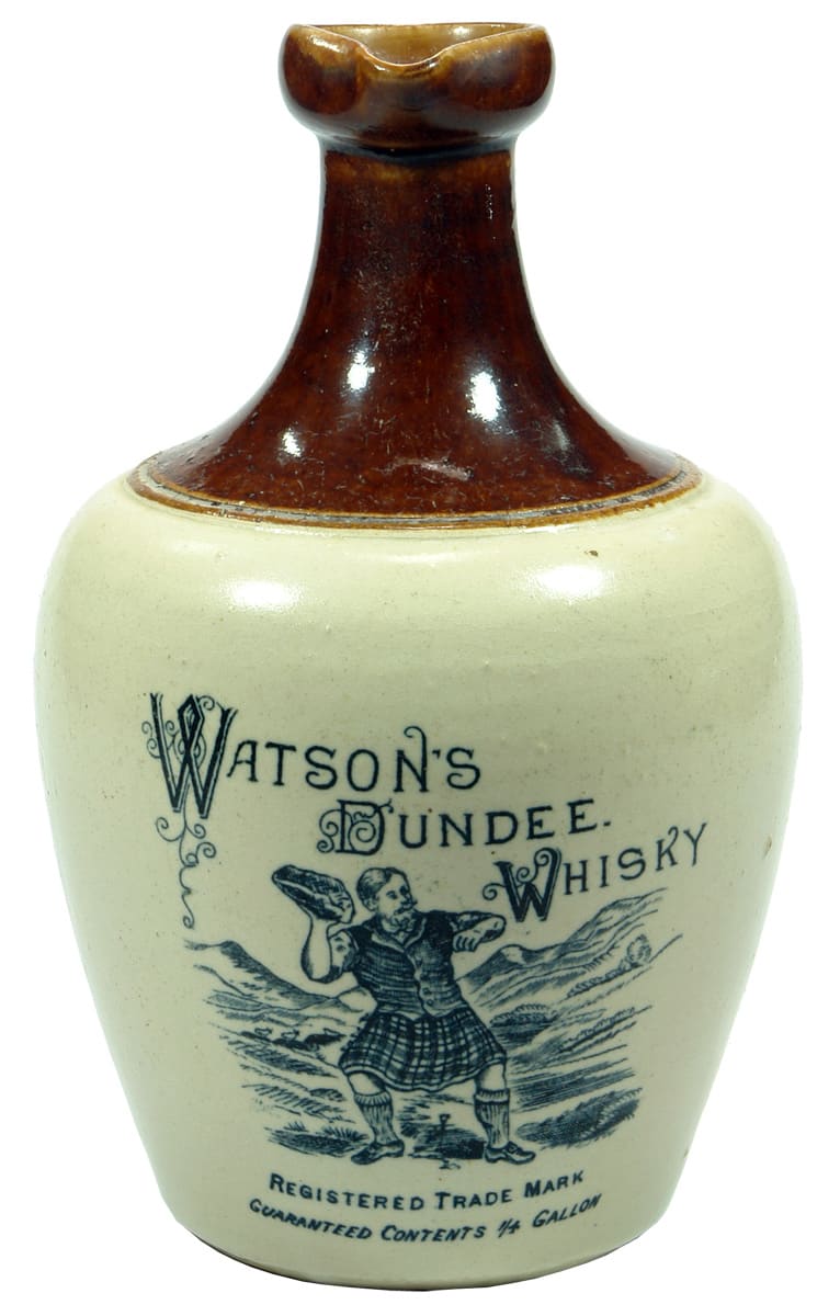 Watson's Dundee Whisky Scotsman Stoneware Jug