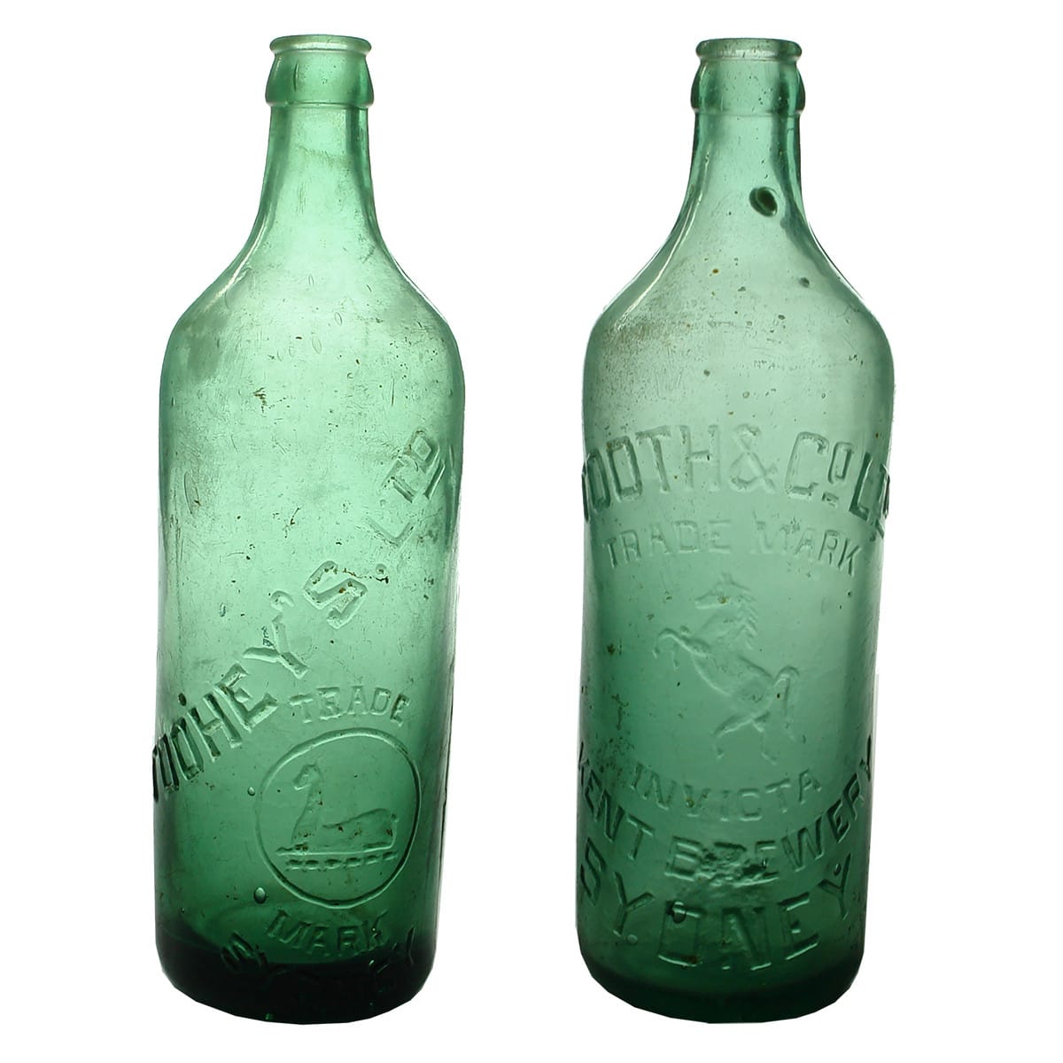 Two 24 oz Crown Seals: Tooheys & Tooth & Co, Sydney. Ross Bros Green. (New South Wales)