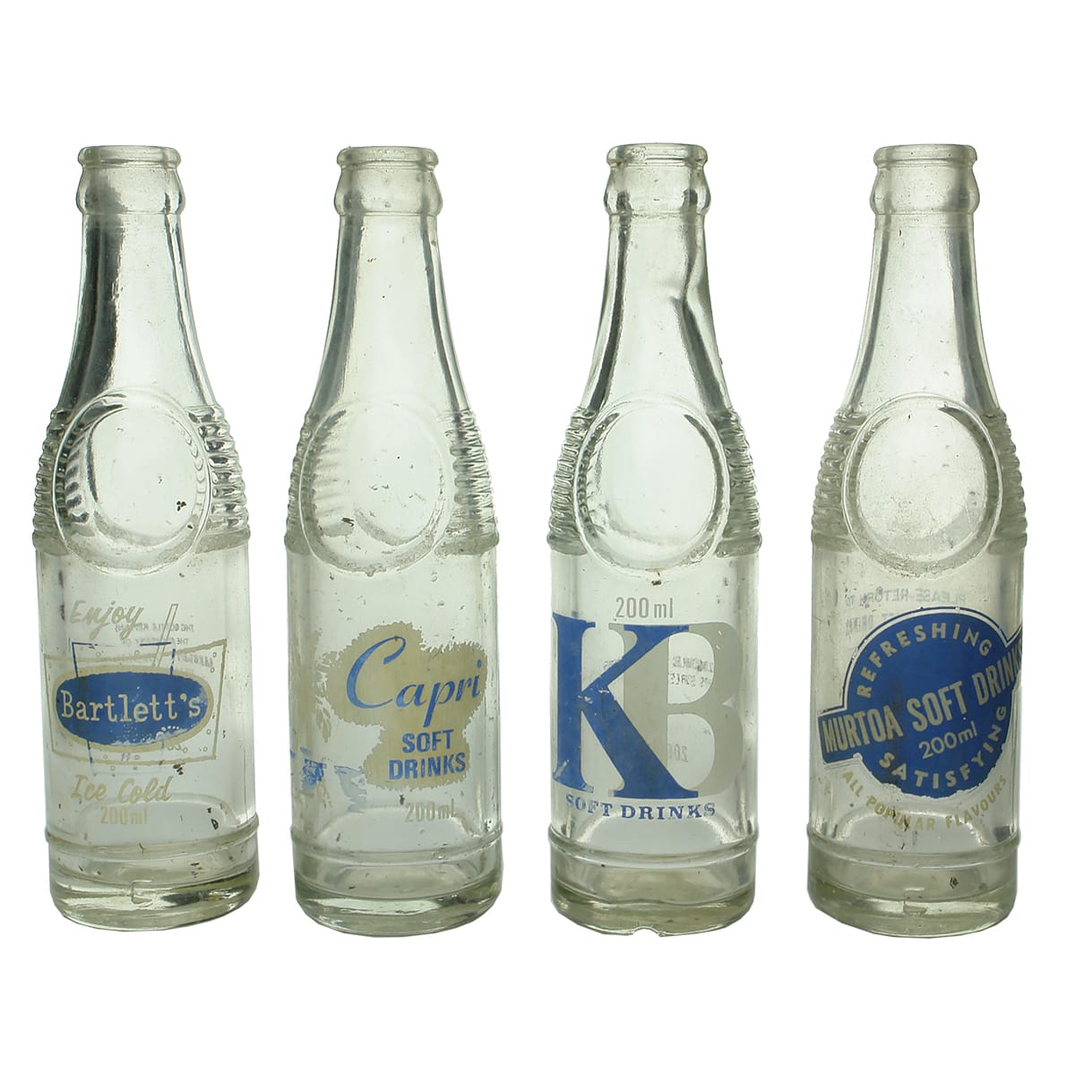 4 Crown Seals. Bartlett's, Tatura, 200 ml; Capri Soft Drinks, 200 ml; Kilmore Bottlers, 200 ml; Murtoa Soft Drinks, 200 ml. (Victoria)