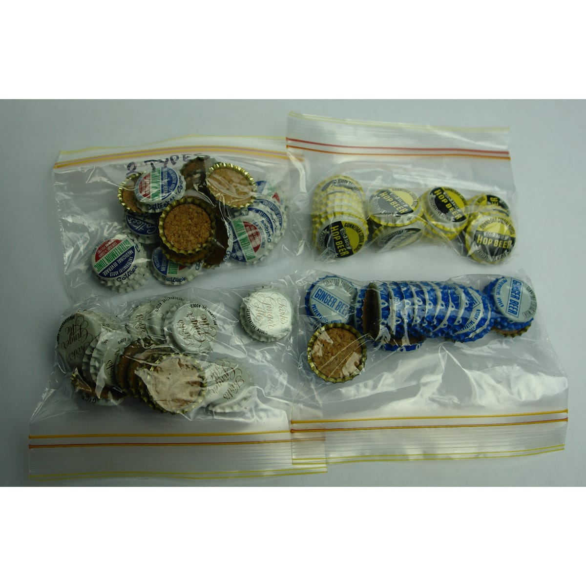 Four bags of unused Crown Seal Caps from Gunnedah Cordial Works, & Kirk's. (New South Wales)