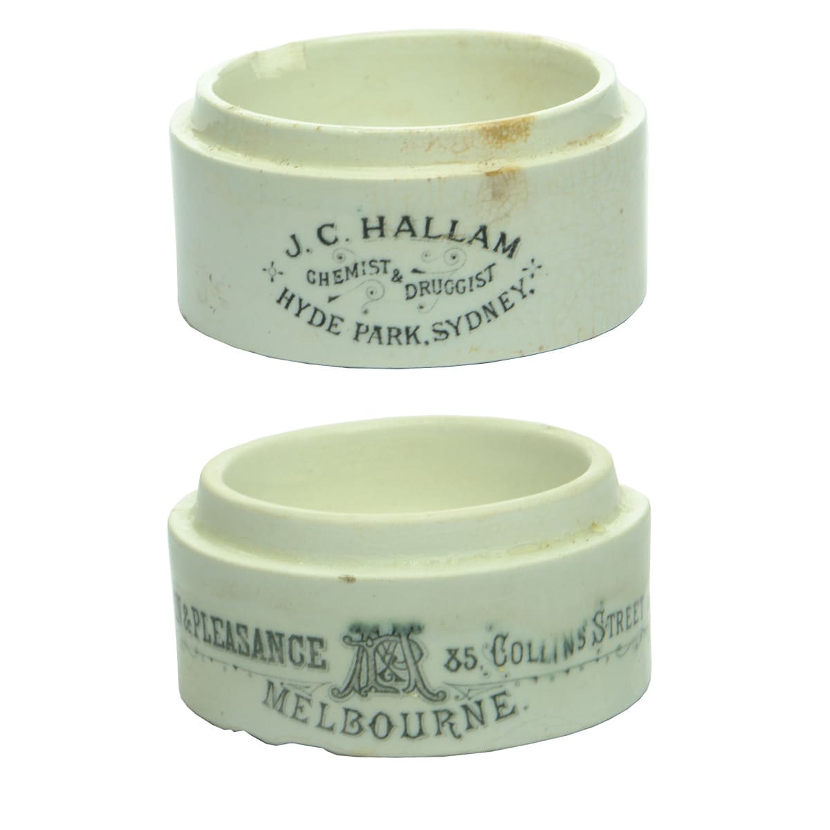 Two Pot Bases: Hallam, Sydney and Martin & Pleasance, Melbourne.