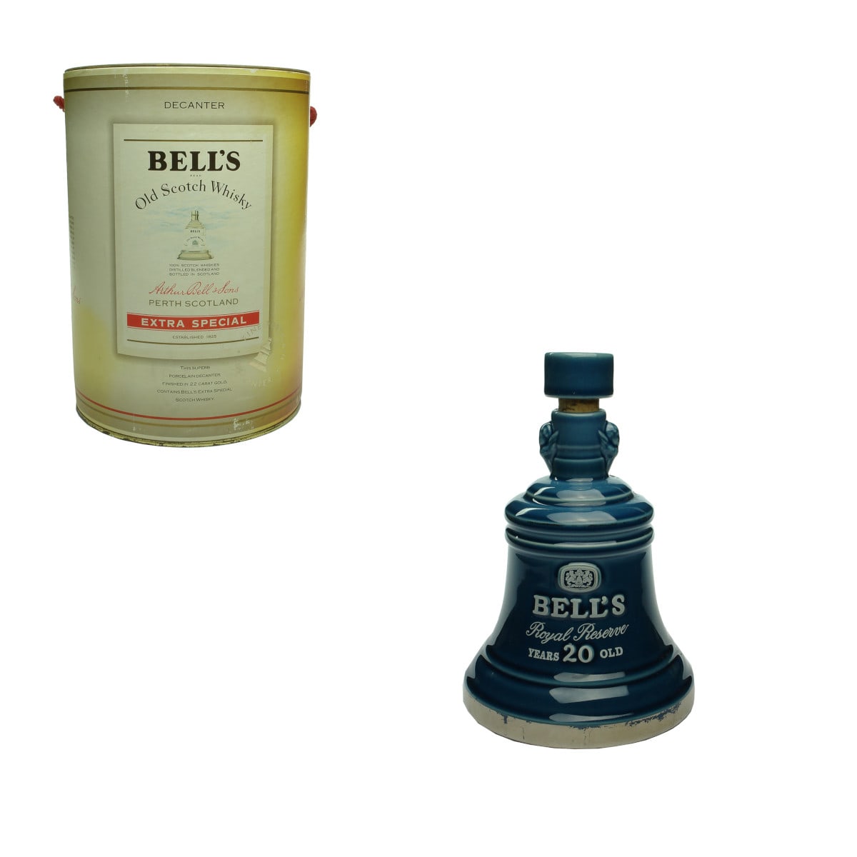 Two Different Bell's Scotch Whisky decanters.