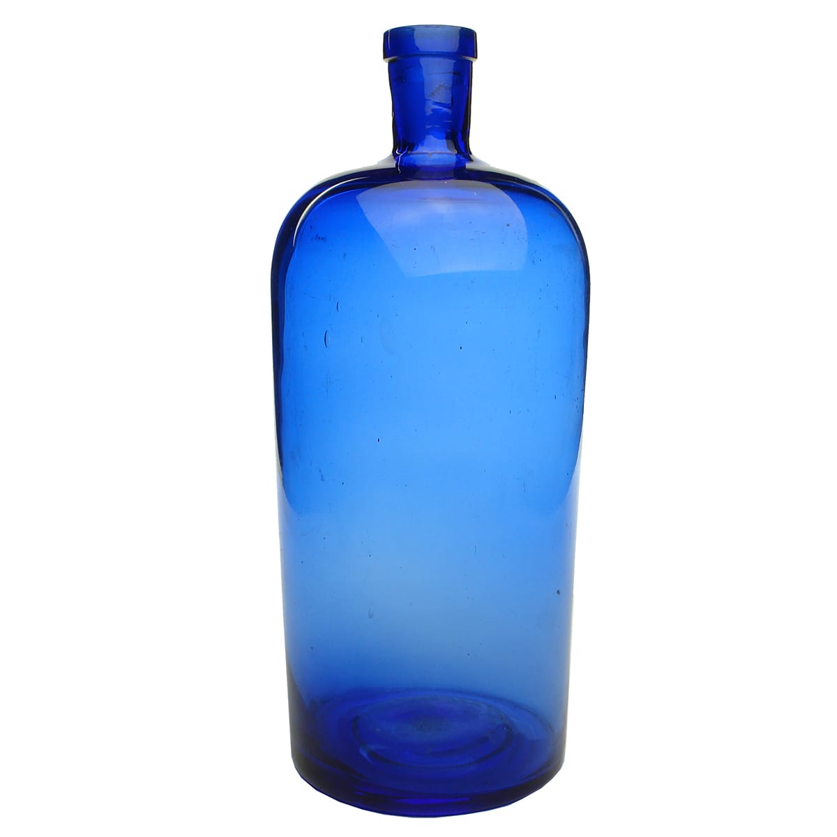 Large Blue Glass Essence or Chemical Jar. Ground inner neck. Gallon.