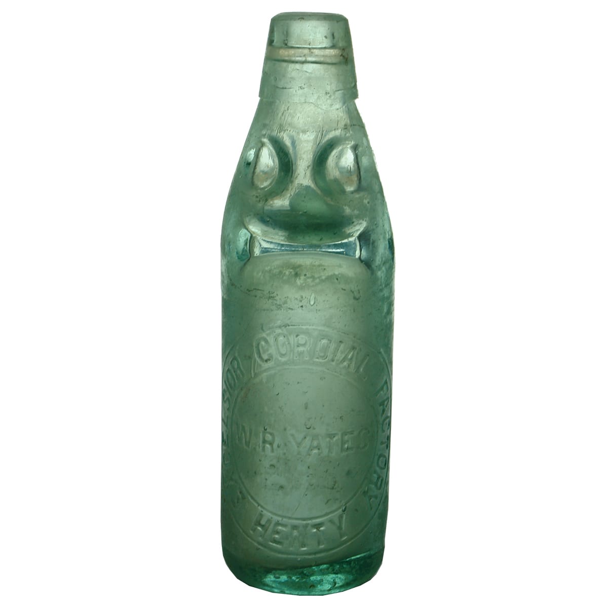 Codd. W. R. Yates, Excelsior Cordial Factory, Henty. Dobson. Aqua. 6 oz. (New South Wales)