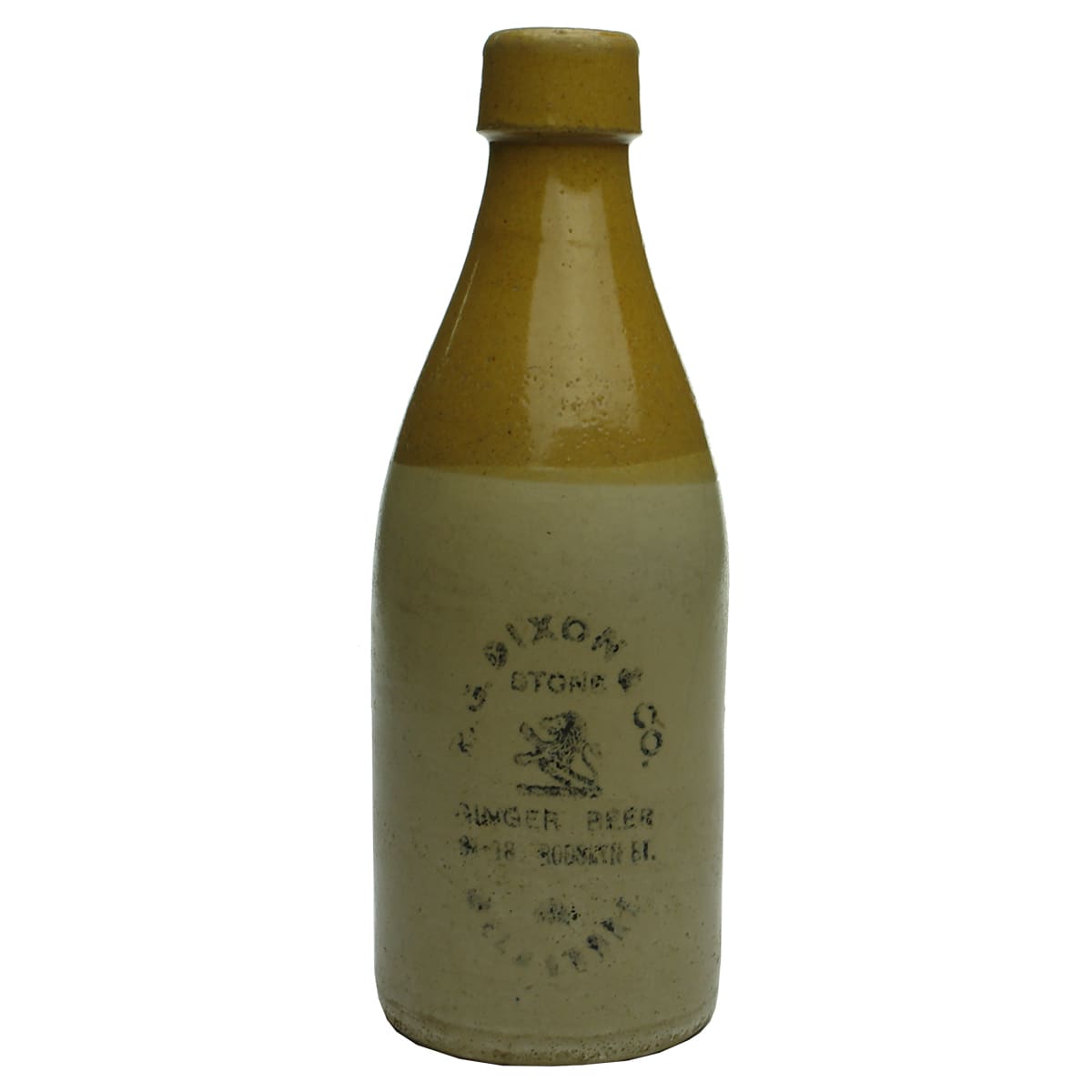 Ginger Beer. P. G. Dixon & Co., Melbourne. Different Pottery. Tan Top. (Victoria)