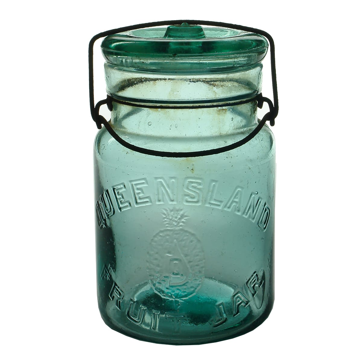 Fruit Jar. Queensland. Pineapple. Aqua. Quart. (Queensland)