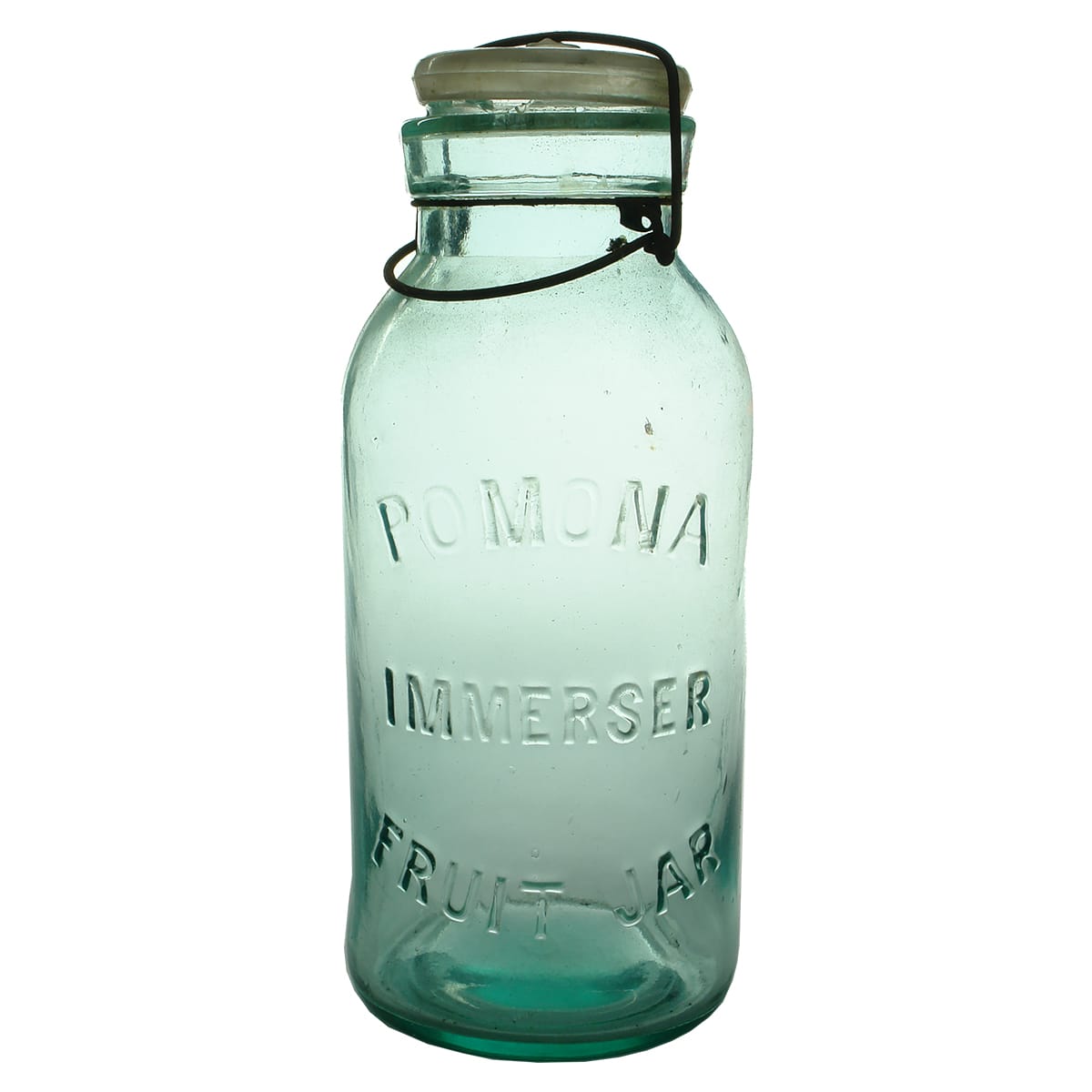 Fruit Jar. Pomona Immerser. Aqua. Half Gallon.