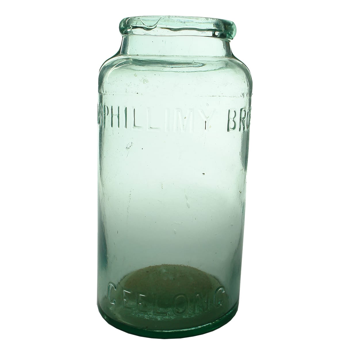 Lolly Jar. McPhillimy Bros, Geelong. Aqua. 1 Gallon. (Victoria)