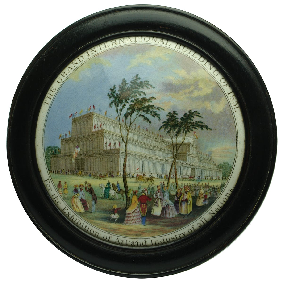 Pratt Lid. Grand International Exhibition of 1851. Round, in frame.