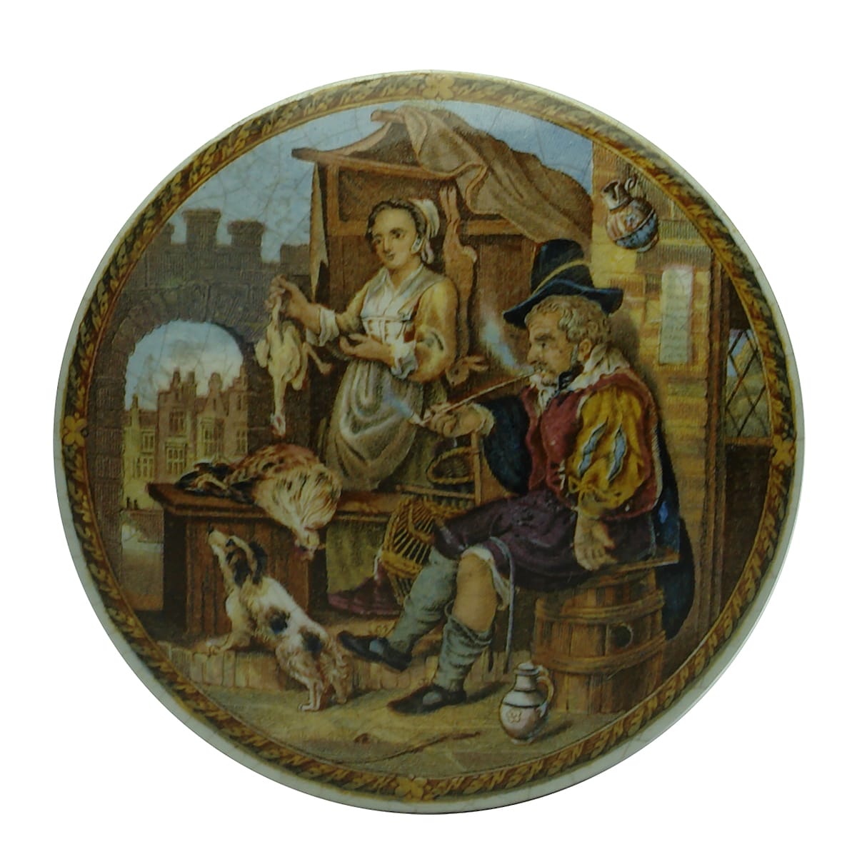 Prattware Lid: The Poultry Woman.