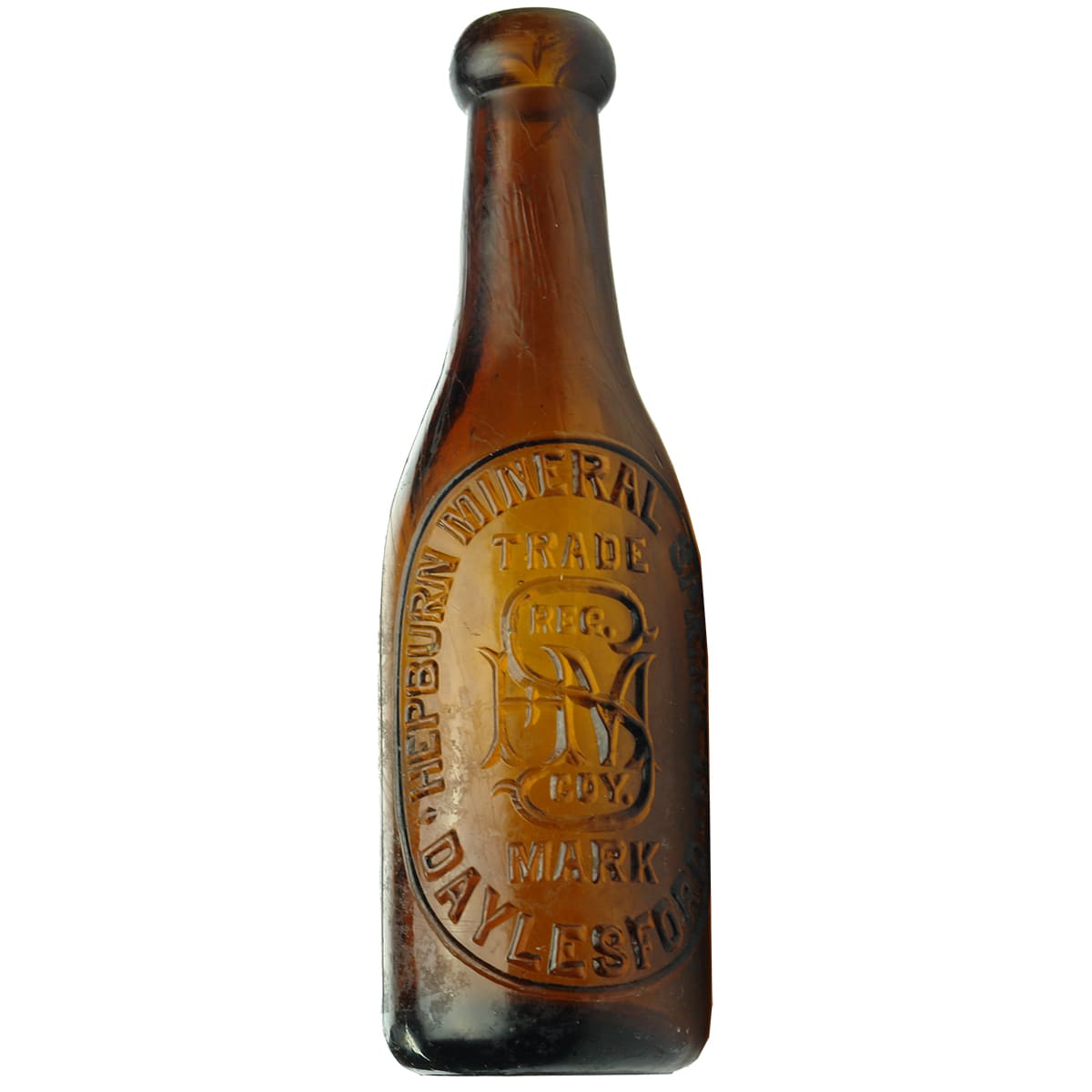 Blob Top Mineral Water. Hepburn Mineral Spring Co., Daylesford. Amber. 6 oz. (Victoria)