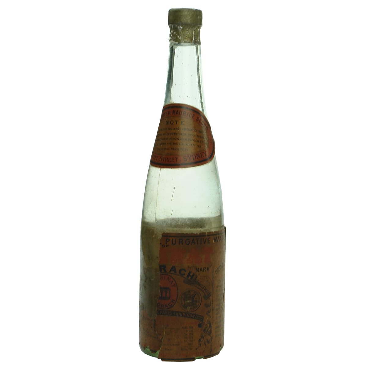 Mineral Water. Rubinat Llorach. Sole Importer. Maurice Segur, 90 Pitt Street Sydney. Labelled.