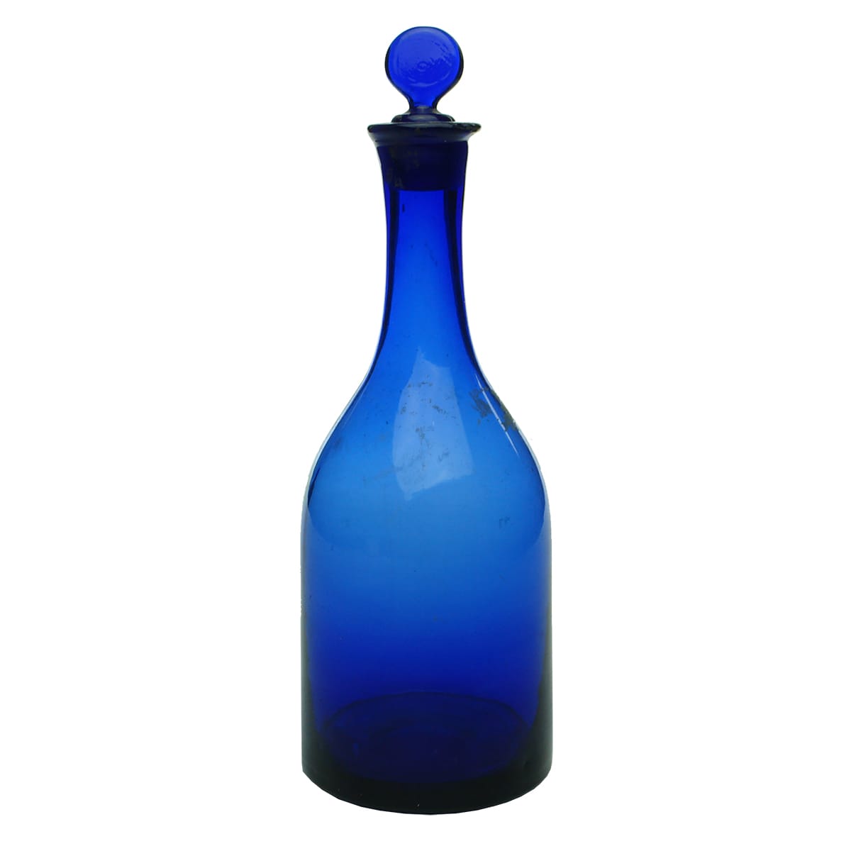 Early Glass. Blue Georgian Decanter with polished pontil.