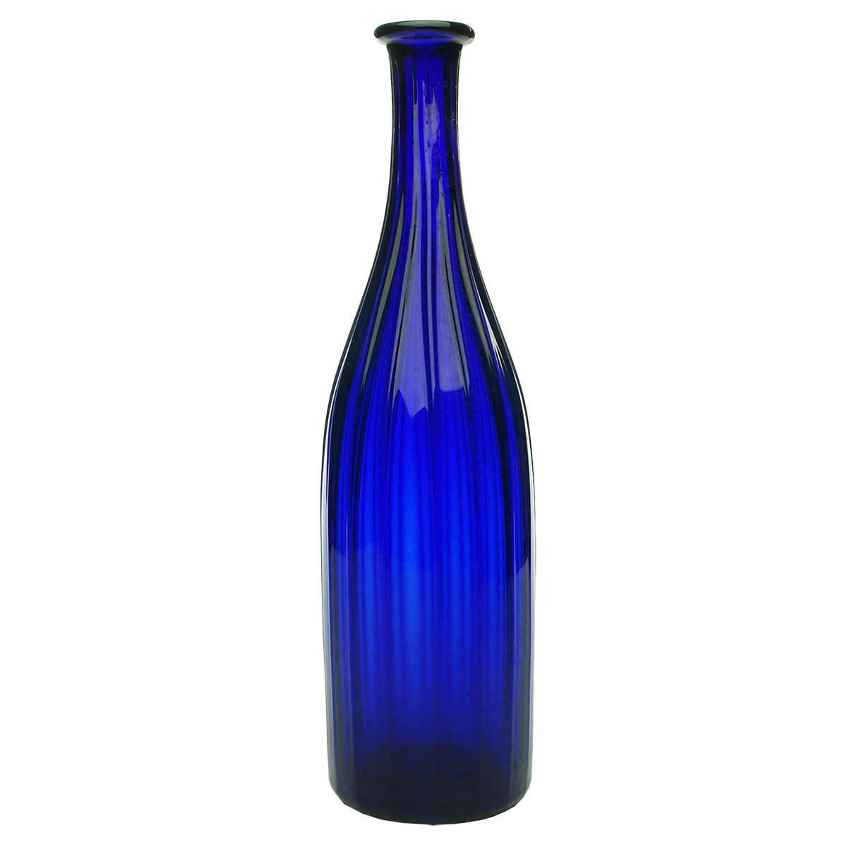 Early Glass. Cobalt ribbed Georgian Decanter.