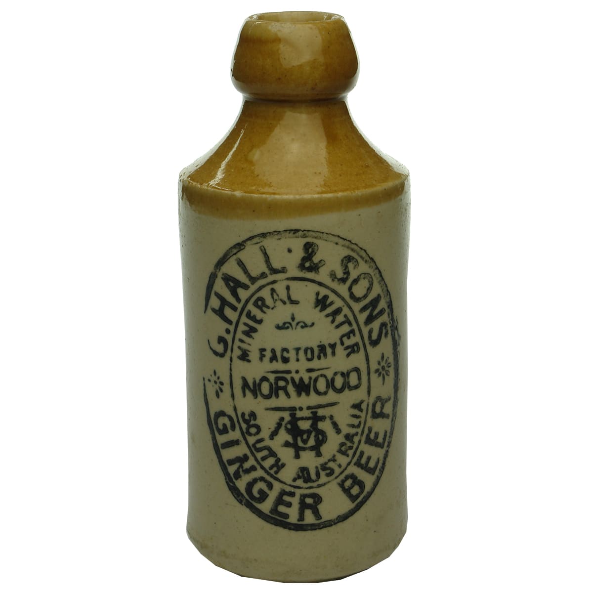 Ginger Beer. G. Hall & Sons, Norwood. Dump. Fowler. Cork Stopper. (South Australia)