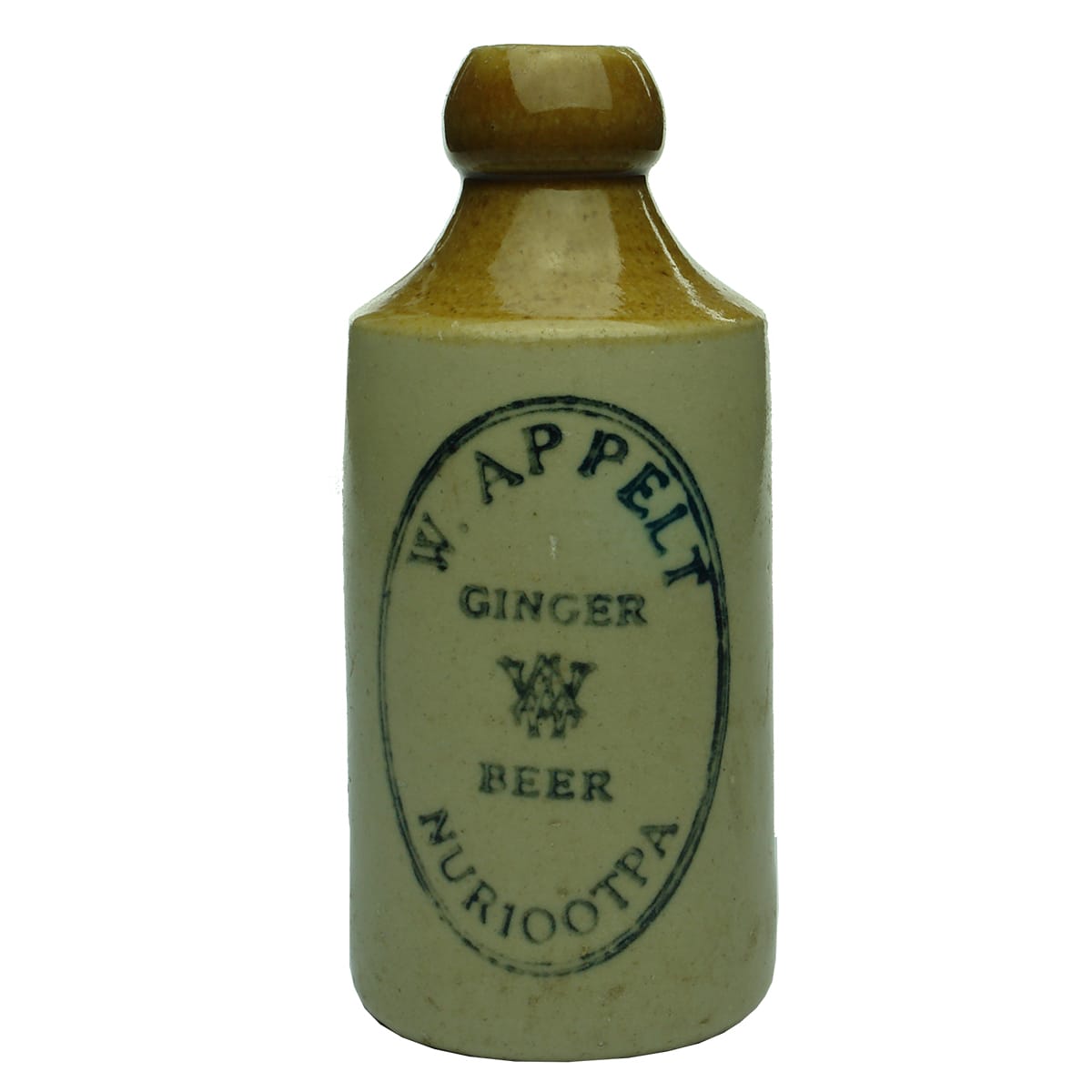 Ginger Beer. W. Appelt, Nuriootpa. Cork stopper. Dump. Tan top. (South Australia)