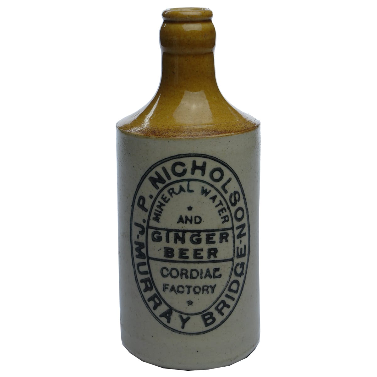 Ginger Beer. J. P. Nicholson, Murray Bridge. Crown Seal. Dump. Tan Top. (South Australia)