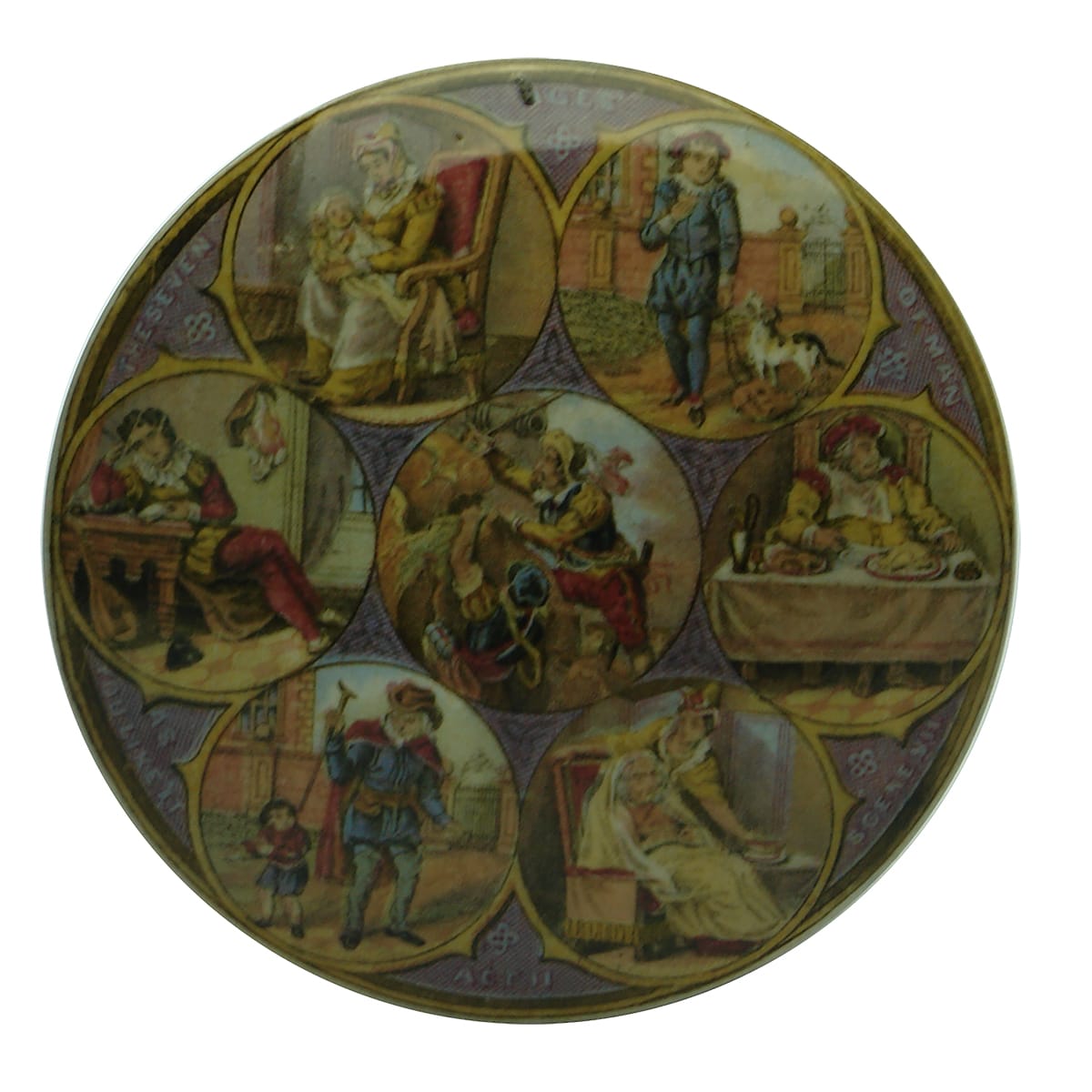 Prattware Lid: The Seven Ages of Man.