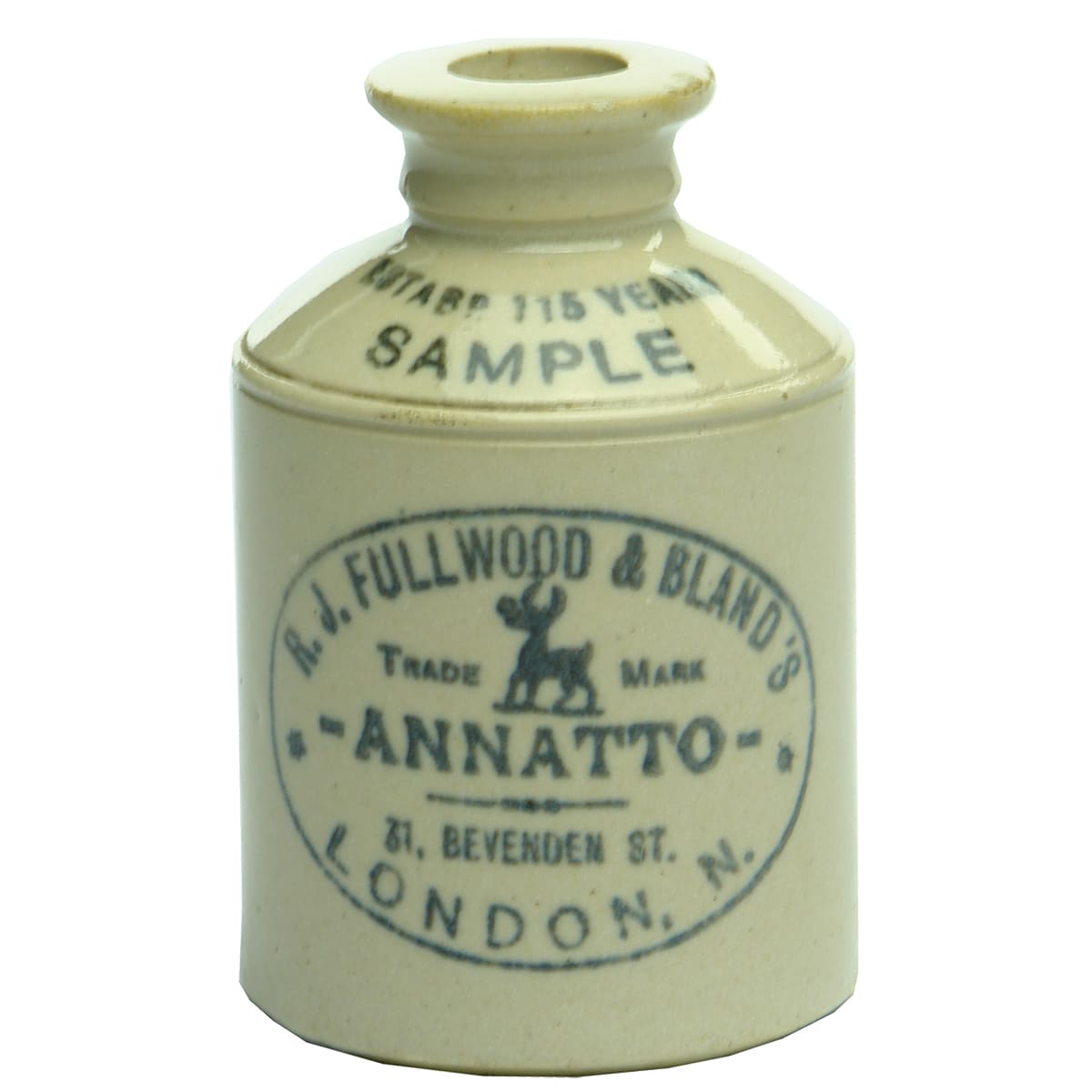 Sample. Fullwood & Bland's "Annatto", London. All White. Handled Demijohn. (United Kingdom)