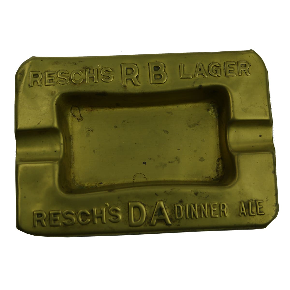 Advertising Brass Ashtray. Resch's RB Lager & DA Dinner Ale. (Sydney, New South Wales)