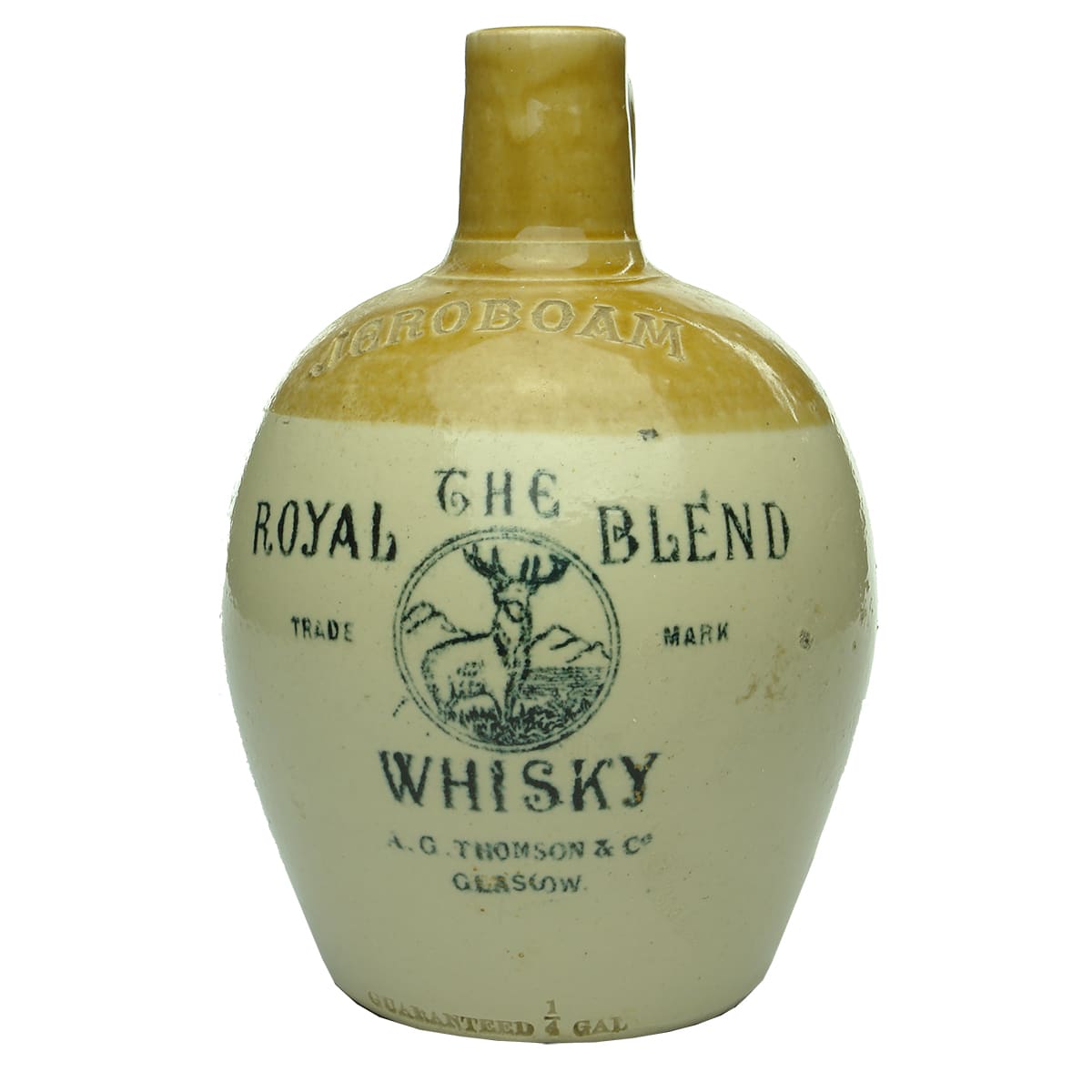 Whisky Jug. Jeroboam. The Royal Blend. Thomson & Co. Print on one side only. Glasgow.