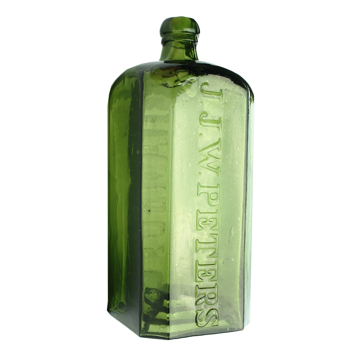 Liqueur. J. J. W. Peters, Hamburg. Non-pictorial. Green. 26 oz.