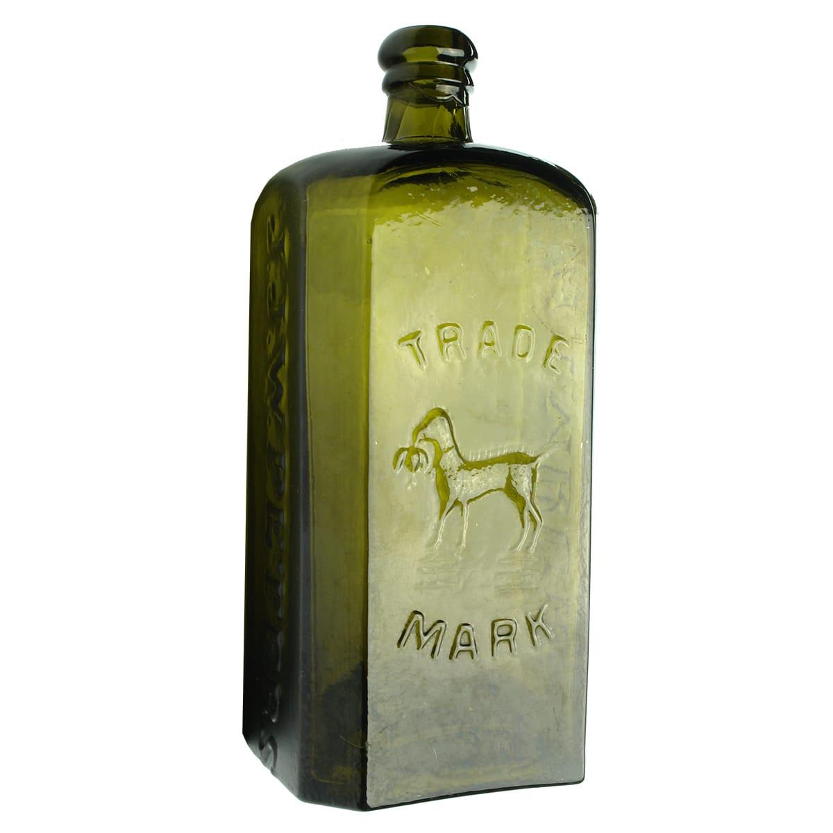 Liqueur. J. J. W. Peters, Hamburg. Hunting Dog with Bird. Green. 26 oz.