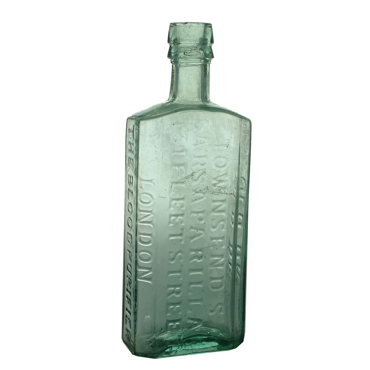 Sarsaparilla. Old Dr. Townsend's Sarsaparilla, London. Aqua. 6 oz.