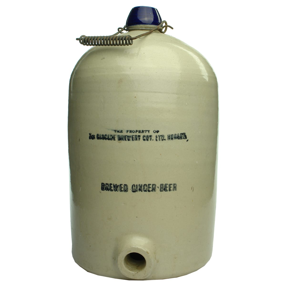 Demijohn. The Cascade Brewery Coy. Ltd., Hobart. Blue Lip. Handled. 2 Gallon. (Tasmania)