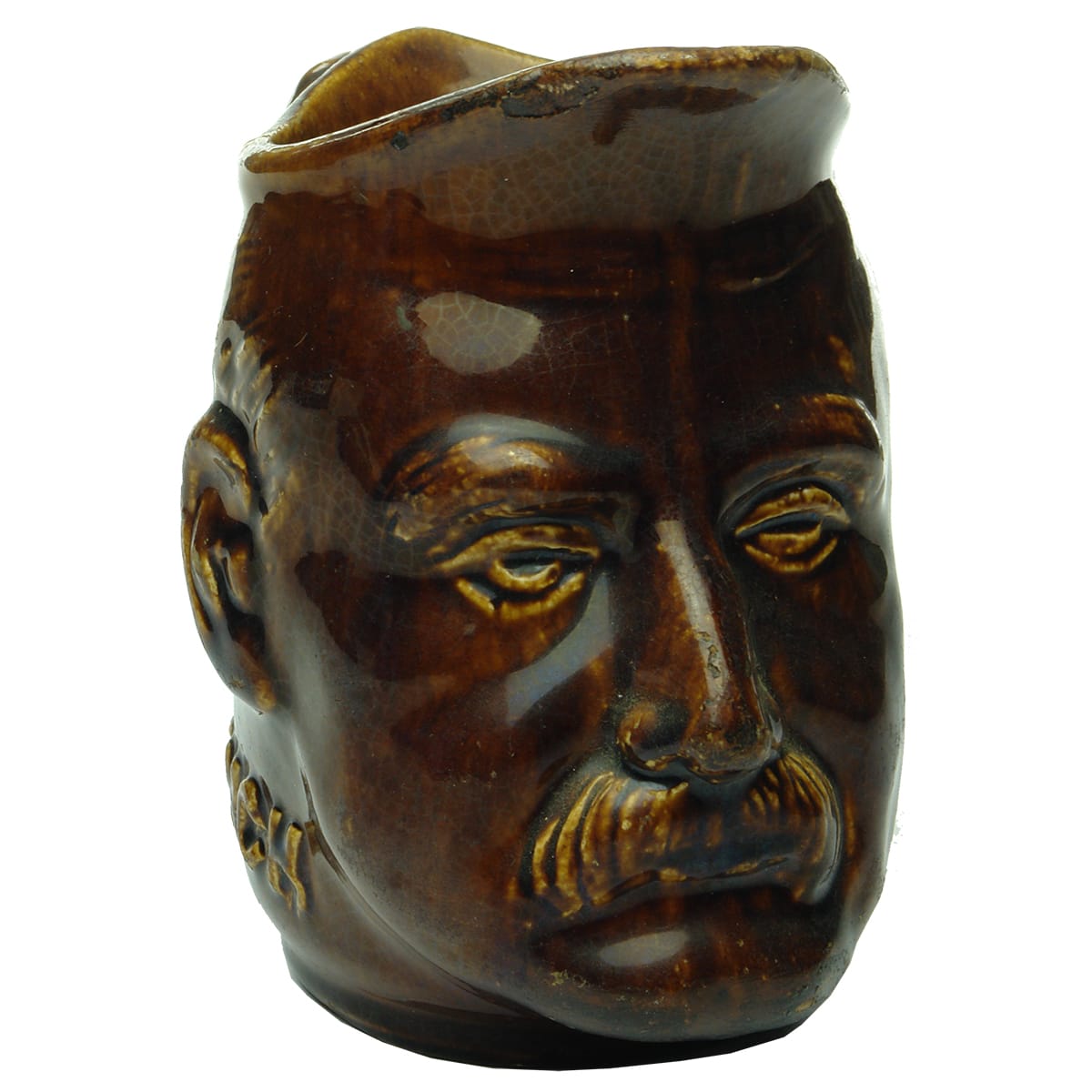 Pottery figural Face Jug. Sir John French. Unmarked but made by Bendigo Pottery.